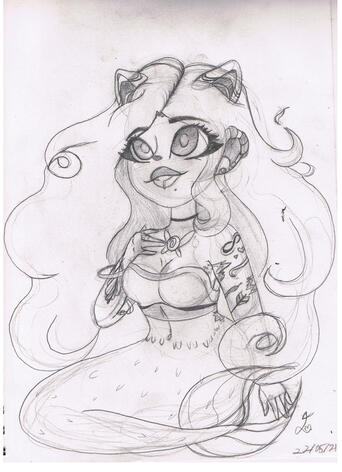 Mermay Collab with moth.deity (sketch), 2021